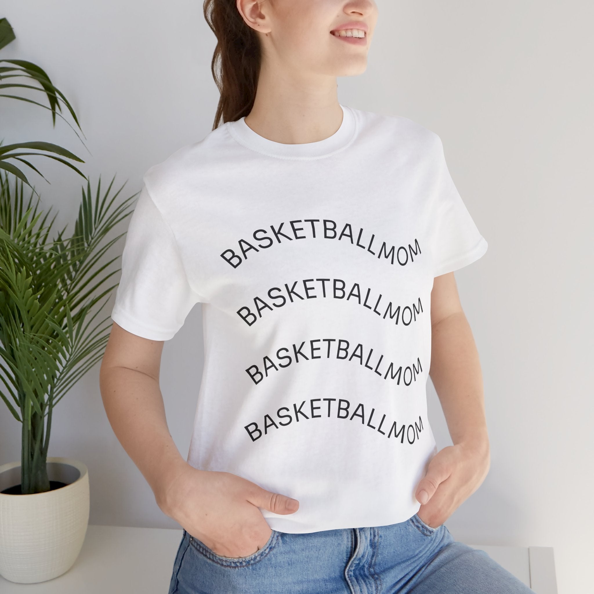 "Basketball Mom" Wavy Text Short Sleeve Tee