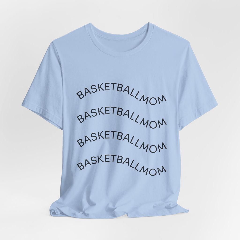 "Basketball Mom" Wavy Text Short Sleeve Tee